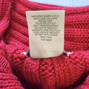 LL Bean Red Cable Knit Wool Blend Collar Button Up Cardigan Sweater MEDIUM thumbnail 9