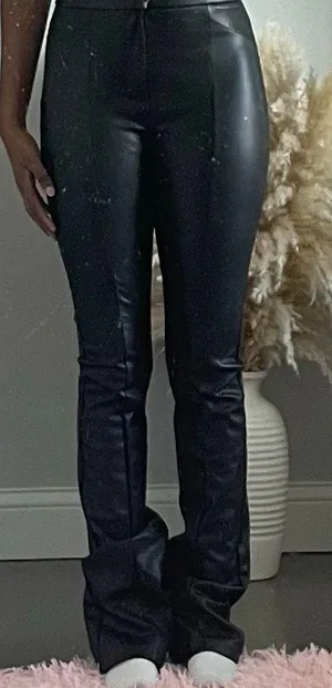 Leather ZARA Faux Pants Black High-Rise thumbnail 4