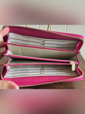 A Very Rare Pebbled Leather NWOT Vintage Zip Around Valentina Wallet thumbnail 4