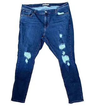Levi's 711 skinny jeans cotton pants denim medium wash distressed pockets blue thumbnail 1