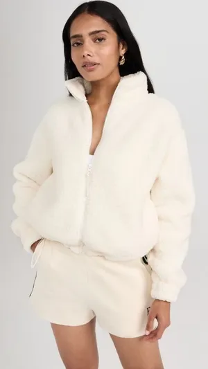Sweaty Betty Canyon Fleece Zip Up Lily White Full Zip Sherpa US Size 6 thumbnail 1