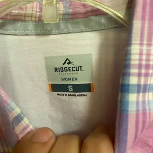 Ridgecut Womens Button Down Plaid Shirt S Small Pink Blue Bust 40” Runs Big L thumbnail 4