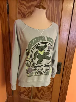 American Eagle Grateful Dead Bear Skull Sweatshirt XS Gray Lived-In Raw Edge thumbnail 8