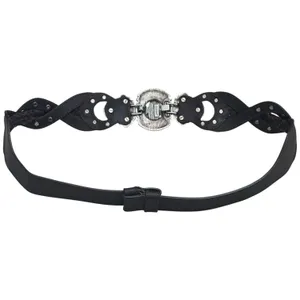 Chico's Genuine Leather Belt Silver And Gold Ornate Buckle Rodeo‎ Boho Luxury thumbnail 6
