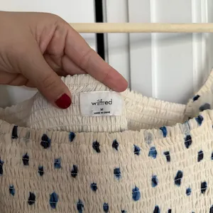Wilfred‎ Artizia Smocked Ivory Dress Eldorado blue ivory mini ruffles dot thumbnail 3