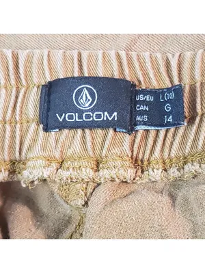Volcom Women's Brown Cut Off Shorts L 100% Cotton Fringe Drawstring thumbnail 3
