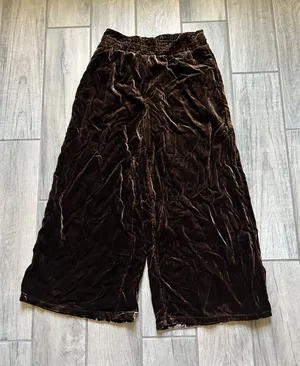 Anthropologie Brown Velvet Wide-Leg Pants thumbnail 1