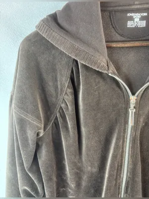 Jones New York L Brown Velour Zip-Up Hoodie thumbnail 2