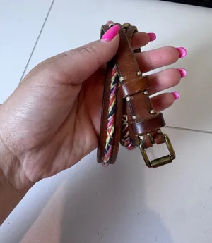 Y2K Vintage Braided Leather‎ Belt Womens Large Brown Boho Hippie Indie Festival thumbnail 1