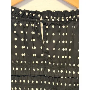 Madewell Dress Sz 10 Black White Polka Dot Smocked Ruffle Mini Sundress Retro thumbnail 6