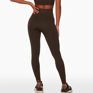 SET ACTIVE Dark Brown Ribbed Scultpflex High-Rise Seamless Leggings thumbnail 2