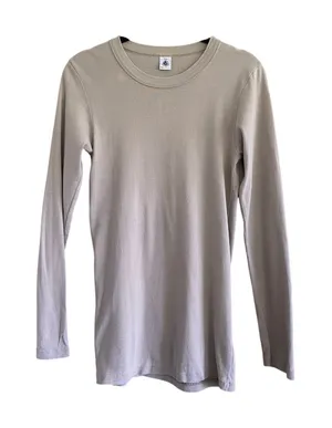 Petit Bateau Crewneck Light Tan Long Sleeve Tee Size XS thumbnail 1