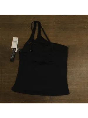 NWT La Blanca Island Goddess One Shoulder Keyhole Tankini Swim Top Black 14 thumbnail 5