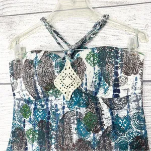 Self Esteem Bohemian Paisley Print Crochet Detail Halter Top Size Medium thumbnail 2
