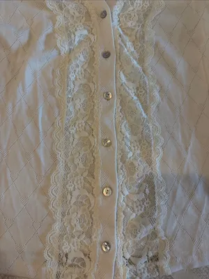 LoveShackFancy Natine Cardigan Ivory Size Small Lace Trim Button Front thumbnail 3
