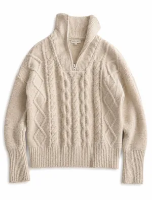 Cream cable knit quarter zip sweater #knitwear #cozy thumbnail 1