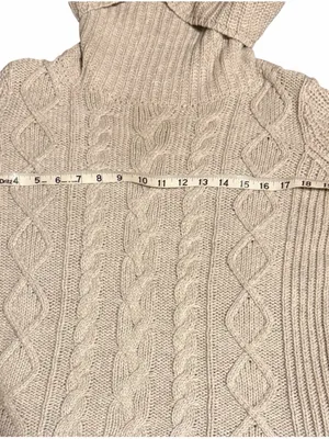 Abercrombie & Fitch Beige Cable Knit Turtleneck Sweater thumbnail 6