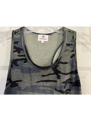 Sundry Camo Racerback Tank Dress Drawstring Waist Pockets Women's Size 1 Small thumbnail 4