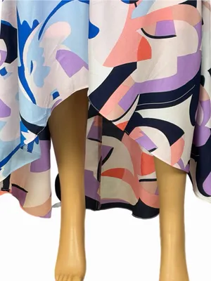 NICOLE MILLER New York Abstract Floral High Low Asymmetrical Maxi Dress Size 4 thumbnail 4