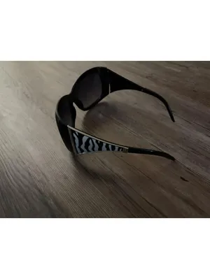 Y2K Zebra Print Black Oversized Sunglasses Purple Lenses thumbnail 3