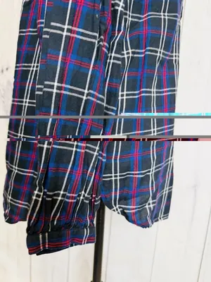 Ann Taylor Loft Plaid Tunic Blouse Women's Sz M V-Neck Black Blue Red thumbnail 12