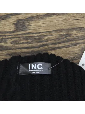 NWT Inc International Concepts Womens Faux Fur Cuff Ribbed Knit Beanie Black thumbnail 4