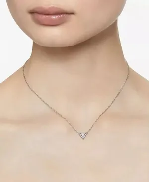 Swarovski Stilla Triangle Everyday White Rhodium Plated Punk Necklace NWB thumbnail 1