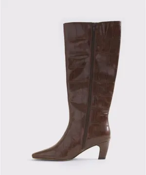 Abercrombie Vegan leather kitten heel dark brown boots thumbnail 2