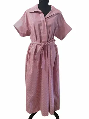 Elan Red & White Stripe Short Sleeve Midi Dress(Size Large) thumbnail 2