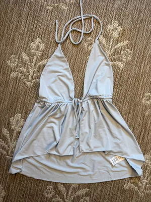 Grave Light Blue Halter Babydoll halter Top thumbnail 1