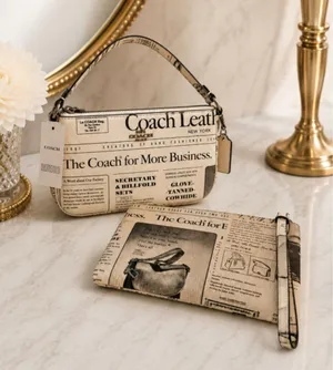 NEW Coach Newsprint Heritage Bundle Nolita 19 + Large Corner Zip Wristlet NWT thumbnail 1