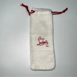 Christian Louboutin White Cotton Satin Lined Drawstring Dust Bags w/Red Logo thumbnail 2