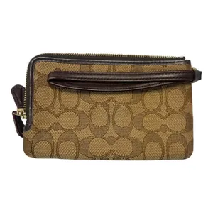 Coach Double Zip Wallet (or Large Wristlet) in their iconic Signature Canvas thumbnail 2