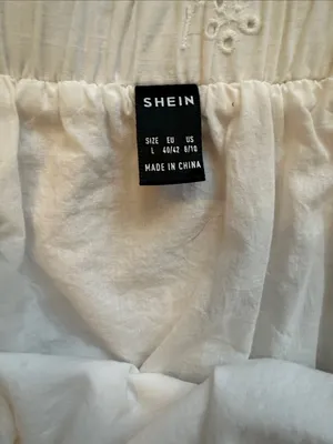 SHEIN White Eyelet Tiered Skirt with Scalloped Hem thumbnail 4