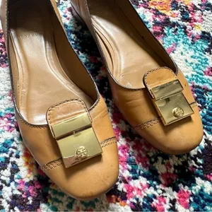 Tory Burch Priscilla Leather Flat Vicuña Womens 7 Tan thumbnail 6