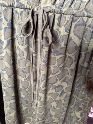 H by Halston Olive Green Abstract Print Drawstring Dress Size Large thumbnail 4