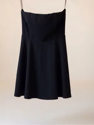 Lulus Black Strapless Neck Skater Mini Dress Womens Large Lined Dark feminine thumbnail 4