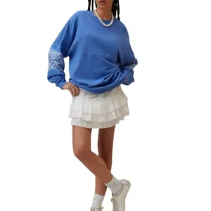 BDG Blue Baggy Cape May Embellished Long Sleeve Tee Oversized Boho T-Shirt Small thumbnail 2
