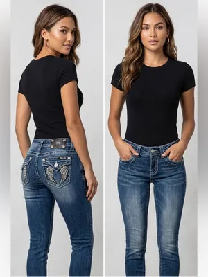 Miss Me Embellished Angel Wing Pocket Mid Rise Jeans • Size 25 thumbnail 2
