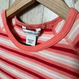 Vintage Y2K Abercrombie & Fitch Stripe Retro Preppy Girly Muscle Baby Tee Medium thumbnail 4
