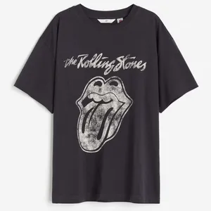 H&M Rolling Stones Graphic T-Shirt Womens Medium Rock‎ Band Tee Gray Cotton thumbnail 1