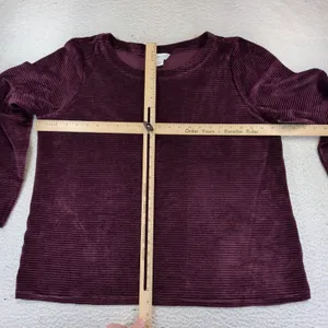 Coldwater Creek Purple Ribbed Knit Long Sleeve Scoop Neck Top XL 601984 thumbnail 3