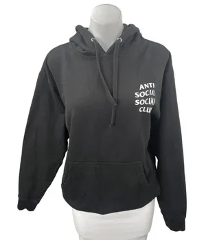 Anti Social Social Club Kkoch Black Logo Floral Graphic Hoodie Sweatshirt Top M thumbnail 1