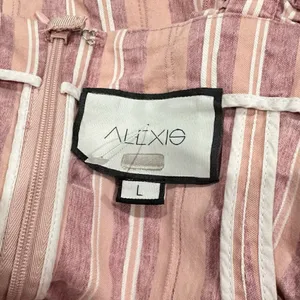 Alexis Brandy Dress In Rose Mini Stripes Linen Blend Women’s Large thumbnail 4