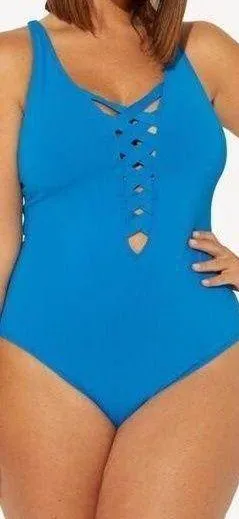 BLEU ROD BEATTIE Basketweave blue swim One Piece thumbnail 1