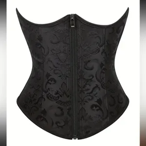 Black Lace-Up Corset nwt Vintage Style Zippered Waist Cincher Control Shapewear thumbnail 2