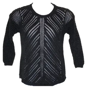 Chelsea & Theodore Navy Crochet Sweater XL Sheer Hi Low Beach Cover Up thumbnail 2