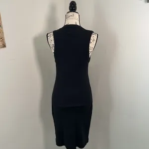 James Perse Standard Ribbed Tank Dress Black Scoop Neck Cotton Midi Size 2 thumbnail 3
