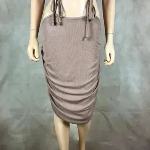 Taupe Cut Out Waist Midi Dress Size Large thumbnail 12