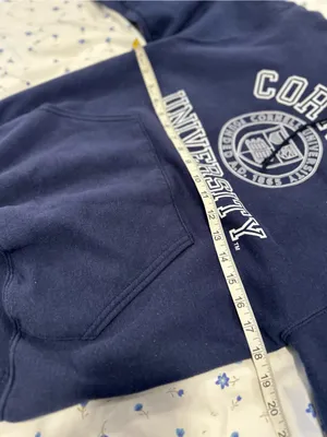 Vintage Cornell University Hoodie SzS Navy Blue Jerzees logo Spellout Streetwear thumbnail 3
